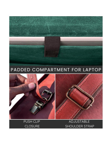 Bolsa Mensajera de Cuero RUSTIC TOWN 14" para Laptop