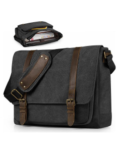 Bolsa Mensajera de Lona SMRITI para Laptop 15.6" Negra