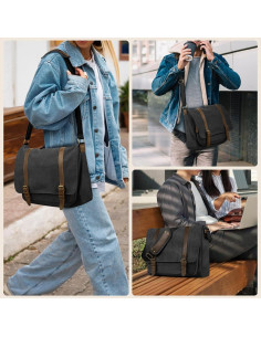 Bolsa Mensajera de Lona SMRITI para Laptop 15.6" Negra 2