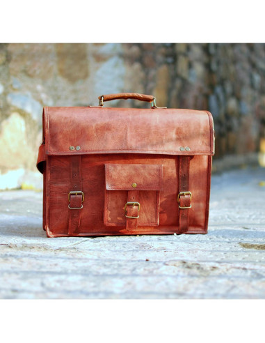 Bolsa Mensajera de Cuero RUSTIC TOWN 14" para Laptop