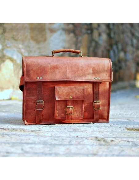 Bolsa Mensajera de Cuero RUSTIC TOWN 14" para Laptop