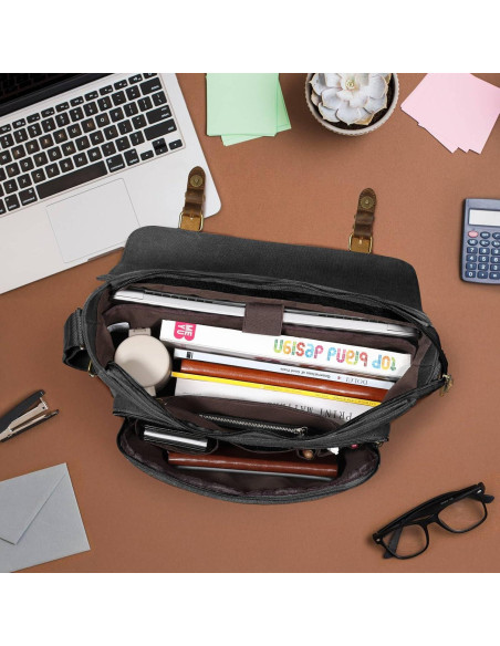 Bolsa Mensajera de Lona SMRITI para Laptop 15.6" Negra