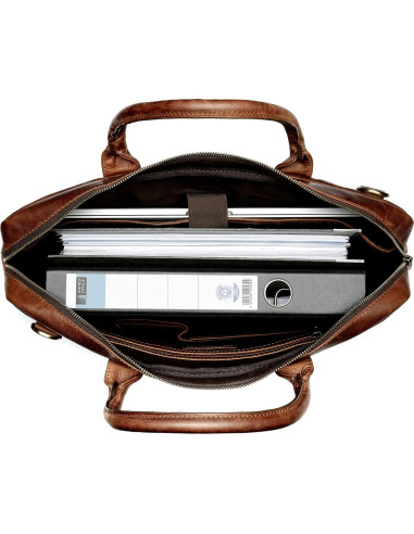 Bolsa para portátil SID & VAIN BOSTON de cuero genuino 43x36cm