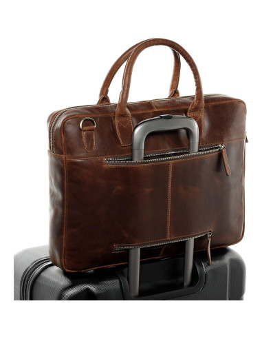 Bolsa para portátil SID & VAIN BOSTON de cuero genuino 43x36cm