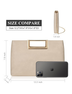 Bolso Clutch de Noche para Mujeres Beige - Cuero Vegano 31x20 cm 2