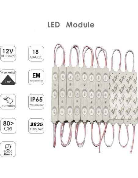 Módulo LED 20pcs 2.99m 2835 SMD 150LM IP65 Blanco