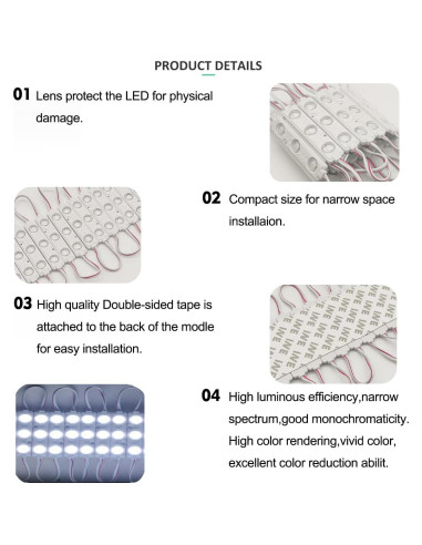 Módulo LED 20pcs 2.99m 2835 SMD 150LM IP65 Blanco