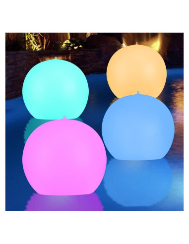 Luces Flotantes Solares GEEDIAR 14" LED Multicolor IP68 - 4 Piezas