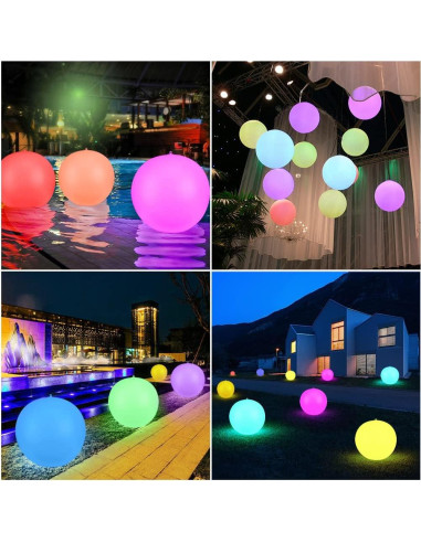Luces Flotantes Solares GEEDIAR 14" LED Multicolor IP68 - 4 Piezas