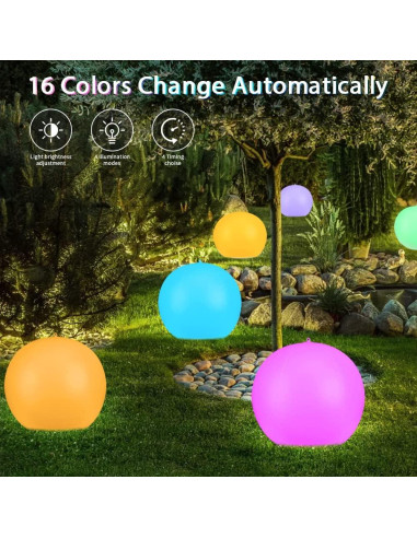 Luces Flotantes Solares GEEDIAR 14" LED Multicolor IP68 - 4 Piezas