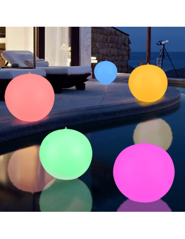 Luces Flotantes Solares GEEDIAR 14" LED Multicolor IP68 - 4 Piezas