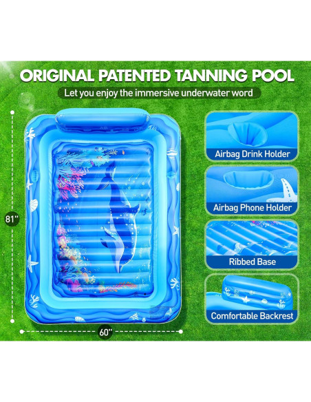 Piscina Inflable Sinbyuer para Bronceado 205x152 cm Azul Claro