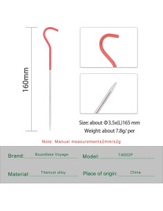 Clavos de Tienda de Camping iBasingo Titanio 8 Piezas 16.5cm 2