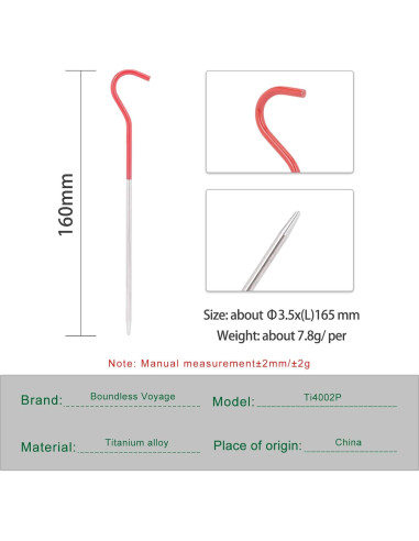 Clavos de Tienda de Camping iBasingo Titanio 8 Piezas 16.5cm