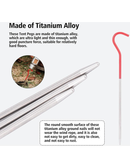 Clavos de Tienda de Camping iBasingo Titanio 8 Piezas 16.5cm