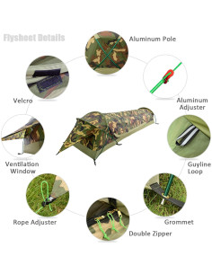 Tienda Bivy Ultraligera GEERTOP para 1 Persona Impermeable 2