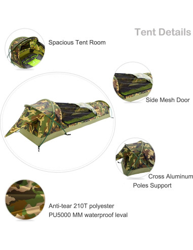 Tienda Bivy Ultraligera GEERTOP para 1 Persona Impermeable