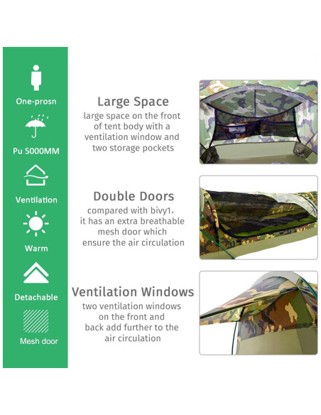 Tienda Bivy Ultraligera GEERTOP para 1 Persona Impermeable