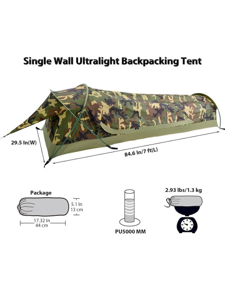 Tienda Bivy Ultraligera GEERTOP para 1 Persona Impermeable