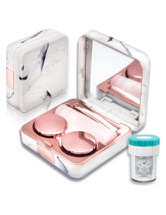 Estuche para Lentes de Contacto con Lavadora y Espejo Oro Rosa