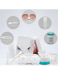 Estuche para Lentes de Contacto con Lavadora y Espejo Oro Rosa 2