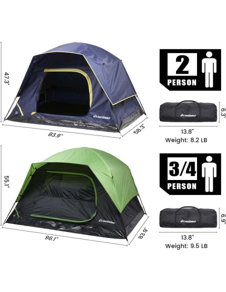 Carpa de Camping EchoSmile para 2 Personas - Impermeable y Ligera