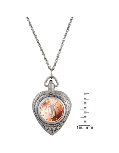 Collar de medallón corazón con moneda de 2 euros Irlanda 76 cm