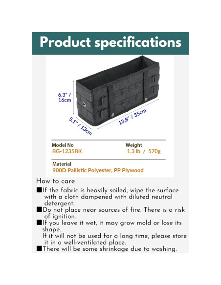 Bolsa de Almacenamiento Lateral Camping Moon Negra 13x35x16cm