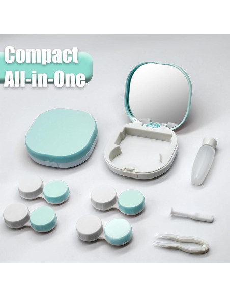 Estuche para Lentes de Contacto Verde Menta con Herramientas