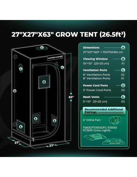 Tienda de Cultivo MARS HYDRO 68.58x68.58x160cm Mylar 1680D