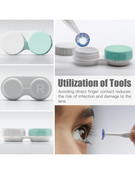 Estuche para Lentes de Contacto Verde Menta con Herramientas