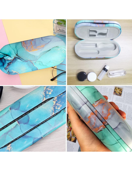 Estuche 2 en 1 AITIME para Lentes de Contacto y Gafas - Verde Mármol