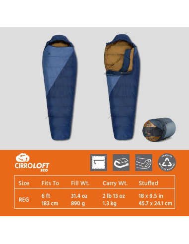 Saco de dormir Kelty Cosmic 20 Synthetic 3 estaciones 1.83 m