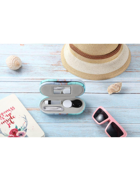 Estuche 2 en 1 AITIME para Lentes de Contacto y Gafas - Verde Mármol