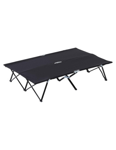 Cama de Camping Plegable Outsunny para 2 Personas Negra 193x125 cm