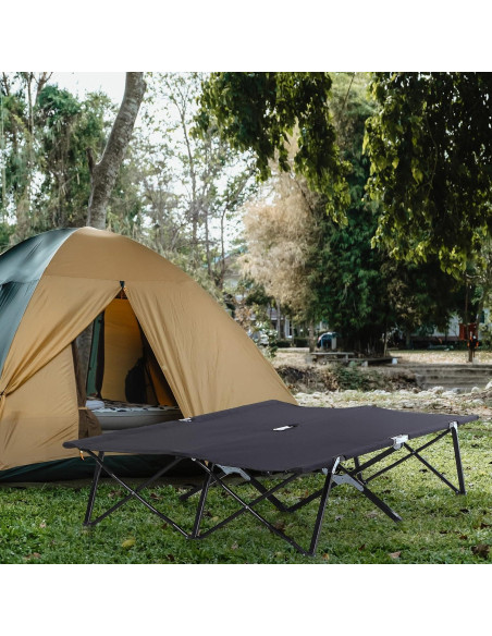 Cama de Camping Plegable Outsunny para 2 Personas Negra 193x125 cm