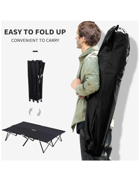 Cama de Camping Plegable Outsunny para 2 Personas Negra 193x125 cm