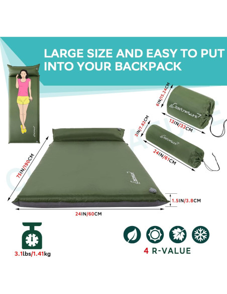 Almohadilla Autoinflable Clostnature 1.5" Azul para Camping