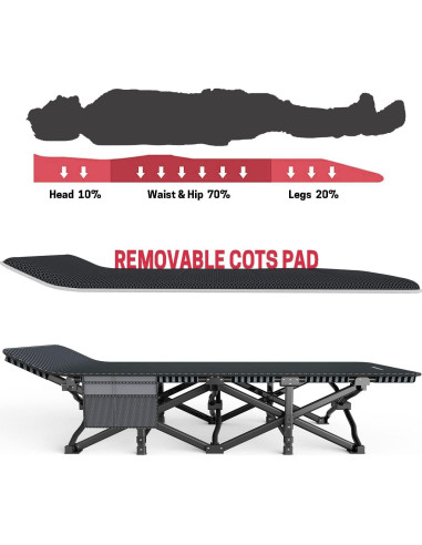 Cama de Camping Plegable ATORPOK con Cojín 204 kg 190.5x68.6 cm