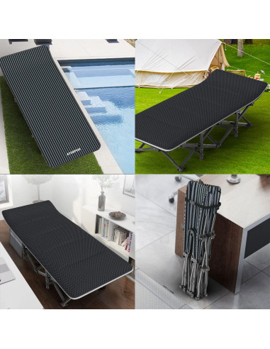 Cama de Camping Plegable ATORPOK con Cojín 204 kg 190.5x68.6 cm