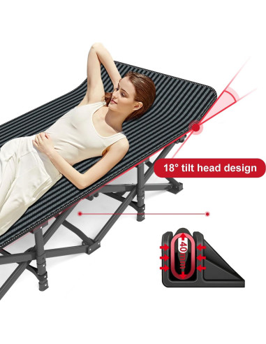 Cama de Camping Plegable ATORPOK con Cojín 204 kg 190.5x68.6 cm