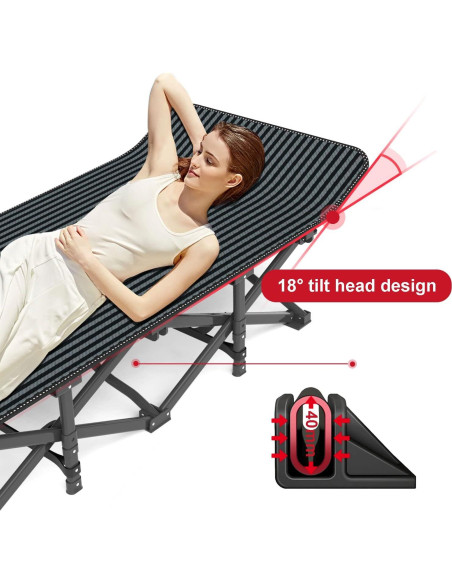 Cama de Camping Plegable ATORPOK con Cojín 204 kg 190.5x68.6 cm