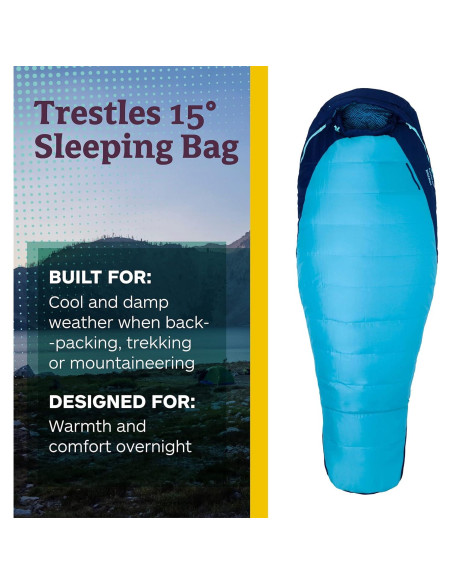 Saco de dormir Marmot Trestles 15 para mujeres - Aislado y resistente al agua