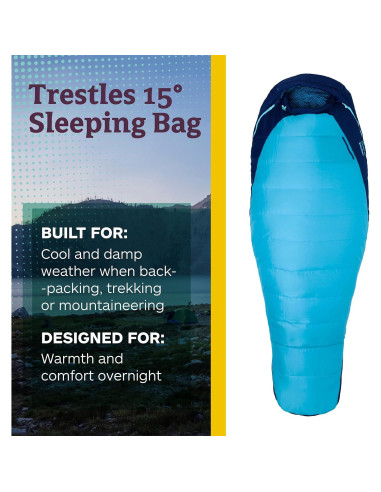 Saco de dormir Marmot Trestles 15 para mujeres - Aislado y resistente al agua