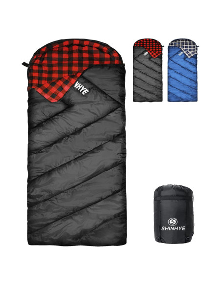 Saco de Dormir ShinHye 0 Grados Franela Algodón XXL Camping