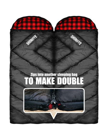 Saco de Dormir ShinHye 0 Grados Franela Algodón XXL Camping