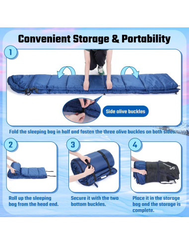 Saco de Dormir Sportneer XXL 0 Grados Invierno Capucha Desmontable