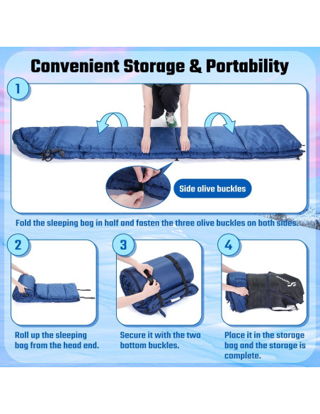 Saco de Dormir Sportneer XXL 0 Grados Invierno Capucha Desmontable