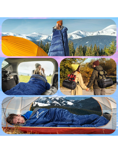 Saco de Dormir Sportneer XXL 0 Grados Invierno Capucha Desmontable