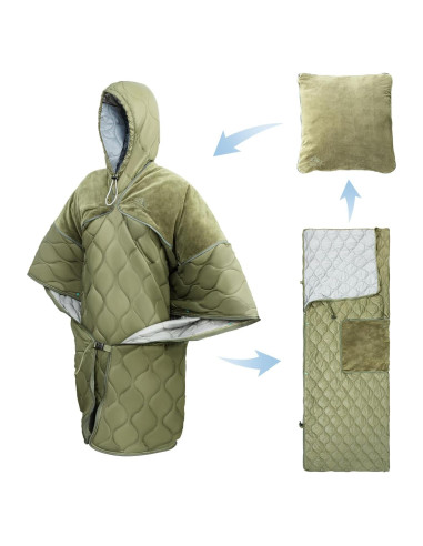 Saco de dormir Night Cat 4 en 1 para camping - Verde militar